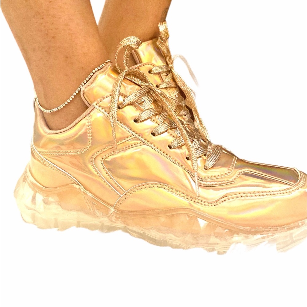 Translucent geometrical sneakers (rose gold)